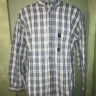 Maurices Mens Plaid Long Sleeve Work Shirt Blue White Tan Denim NWT Size Large