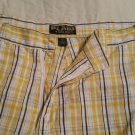 Plaid Galaxy by Harvic Mens Yellow Plaid Shorts Size 40 Cargo *Missing Button*