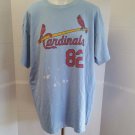St Louis Cardinals Lt Blu T Shirt 1982 World Series Champions Worn Bleach Spots
