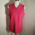 Eddie Bauer Womens Sleeveless Hot Pink Polo Top Collared Fuschia Outdoor Medium