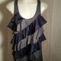 Womens Sleeveless Shirt Top Blue Ruffle Eyelash Couture