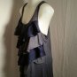 Womens Sleeveless Shirt Top Blue Ruffle Eyelash Couture