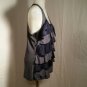 Womens Sleeveless Shirt Top Blue Ruffle Eyelash Couture