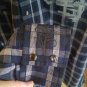 Mens Navy Gray Plaid Snap Front Shirt Size Large Micros Homegrown in Los Angeles