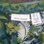 DKNY Womens Green Blouse Top Shirt Med Leaves Empire Small buttons Elastic Back