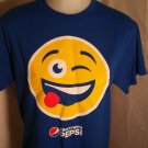 Pepsi Cola Emoji T shirt Adult Small #SayItWithPepsi Emoticon Smile Royal Blue
