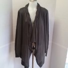 Belle Du Jour Gray Cascading Open Cardigan Asymmetrical Braided Neckline Medium