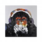 3D Wall Art Large Painting on Canvas Hand Crafted & Painted Modern Monkey Headphones Home Decor