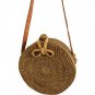 Rattan Bags for Women with Small Circle Leather Strapping Round Butterfly buckle