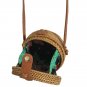 Handwoven Small Bali Round Rattan Beach Bag with Button Clip