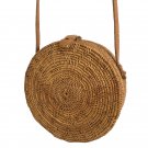 Star Pattern Handwoven Medium Bali Round Rattan Beach Bag with Button Clip