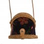Star Pattern Handwoven Medium Bali Round Rattan Beach Bag with Button Clip