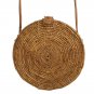Star Pattern Handwoven Medium Bali Round Rattan Beach Bag with Button Clip