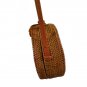 Rattan Bags for Women with Medium Circle Leather Strapping Round Butterfly buckle