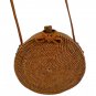 Rattan Bags for Women with Medium Circle Leather Strapping Round Butterfly buckle