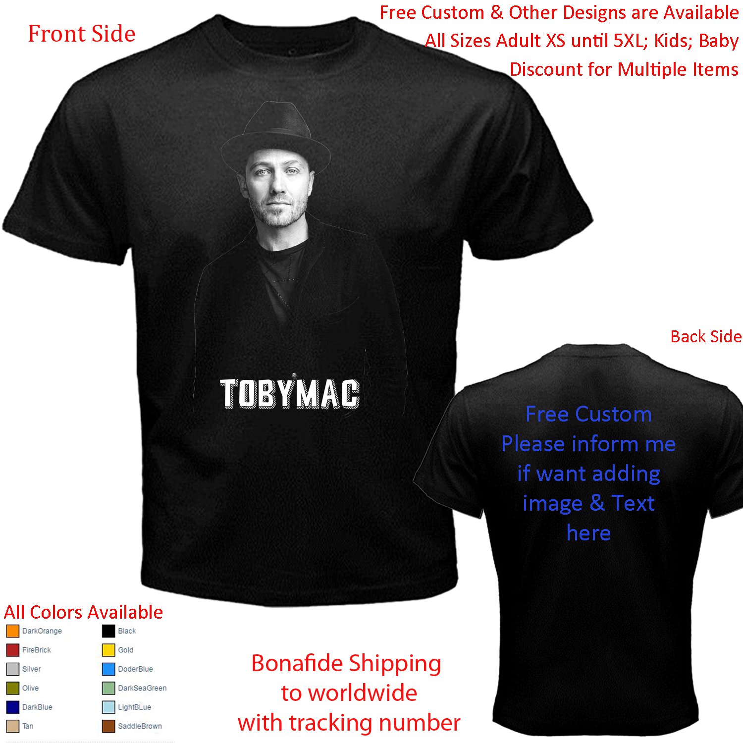 TOBYMAC 3 Shirt All Size Adult S - 5XL Kids Infants Toddler