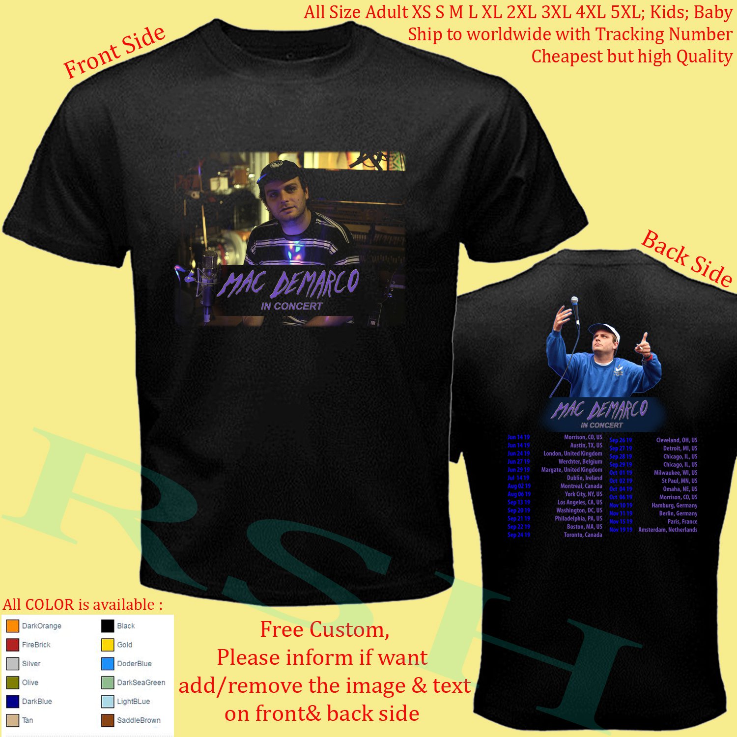MAC DEMARCO TOUR 2019 Shirt All Size Adult S - 5XL Kids Infants Toddler
