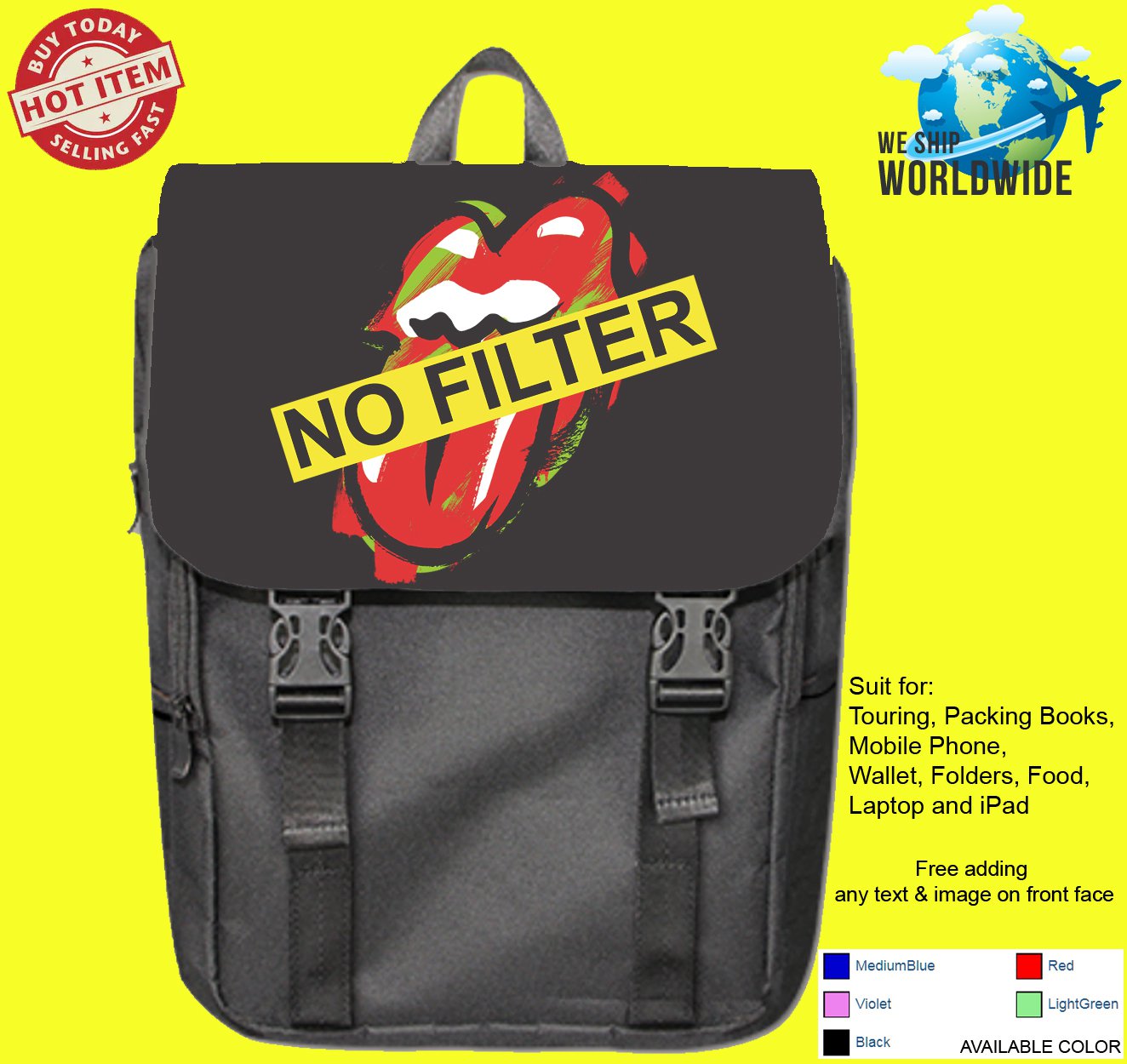 NEW THE ROLLING STONES TOUR Concert Album Backpack Bags