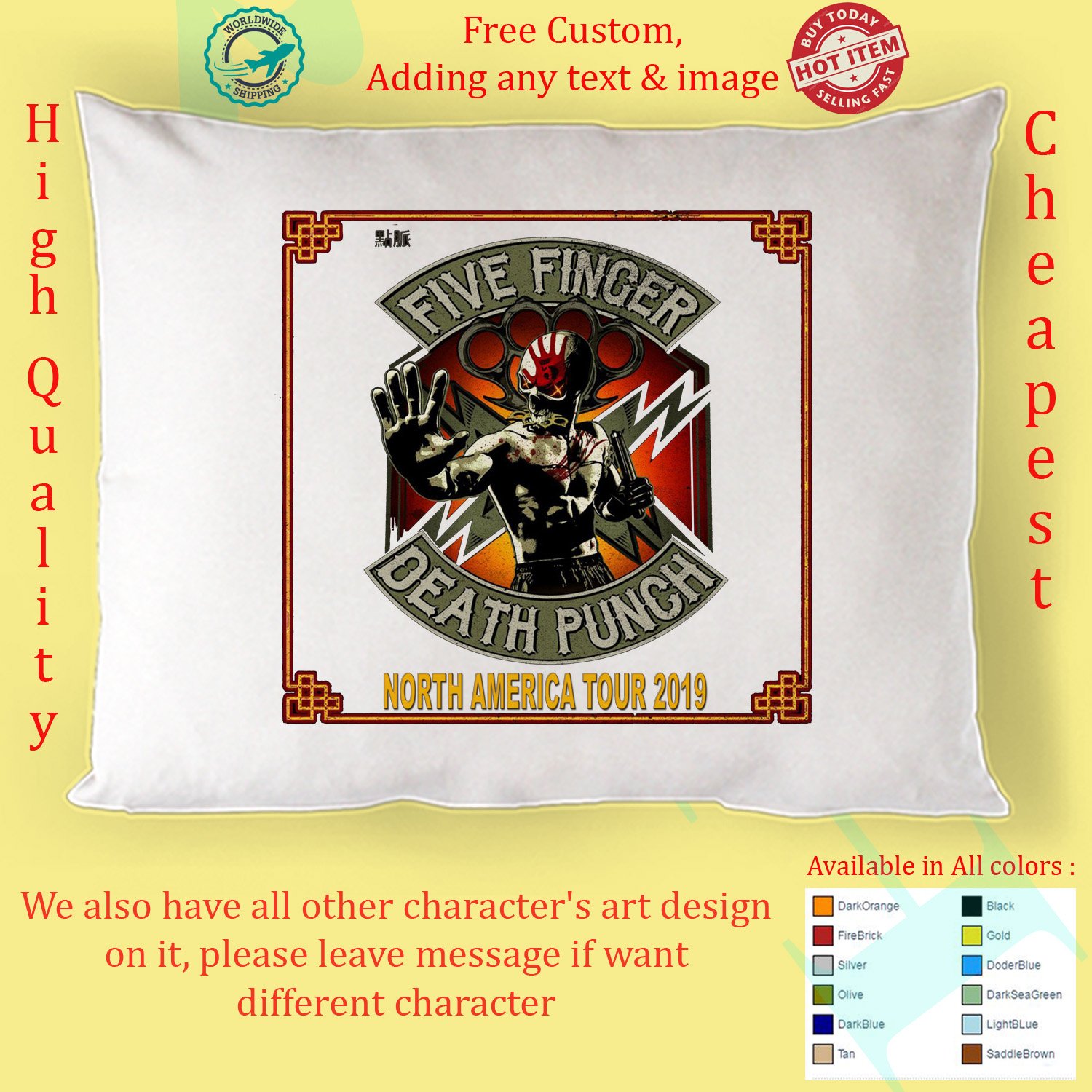 FFDP FIVE FINGER DEATH PUNCH TOUR Album Pillow Case
