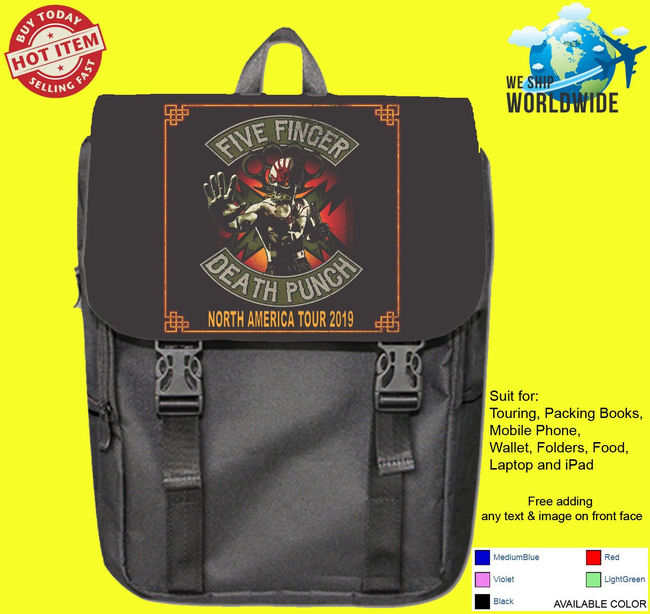 FFDP FIVE FINGER DEATH PUNCH TOUR Concert Album Backpack Bags