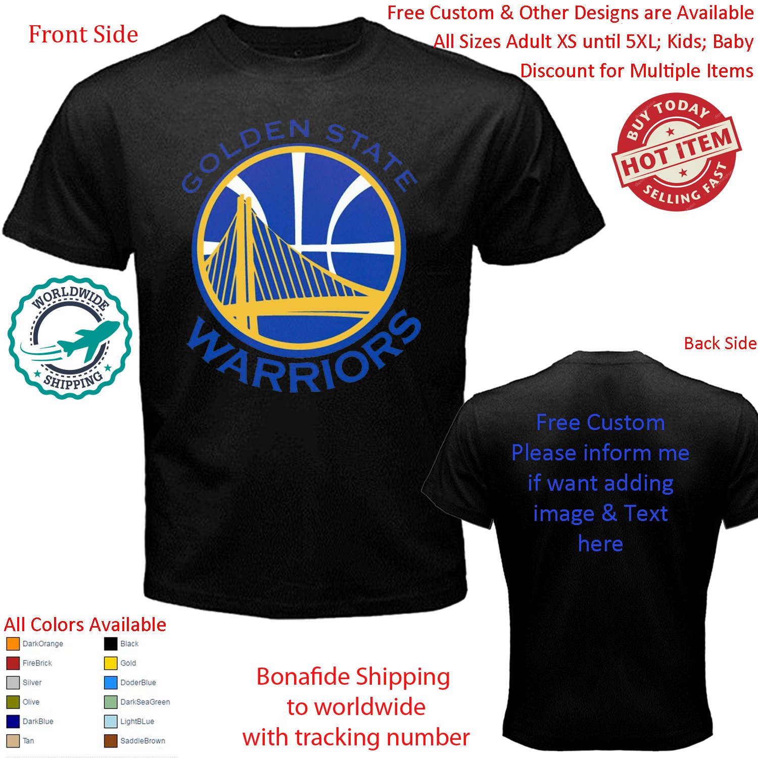 golden state warriors 2 NBA Basketball Sport Shirt All Size Adult S - 5XL Kids Infants Toddler