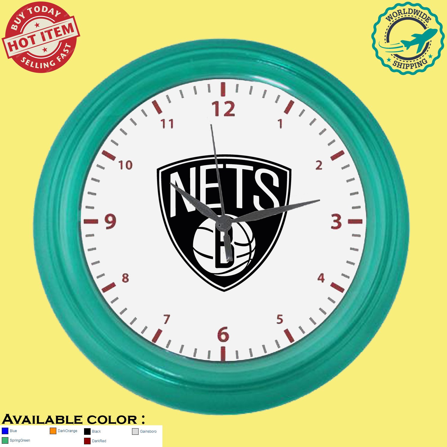 Brooklyn Nets 2 NBA Basketball Sport Wall Clock