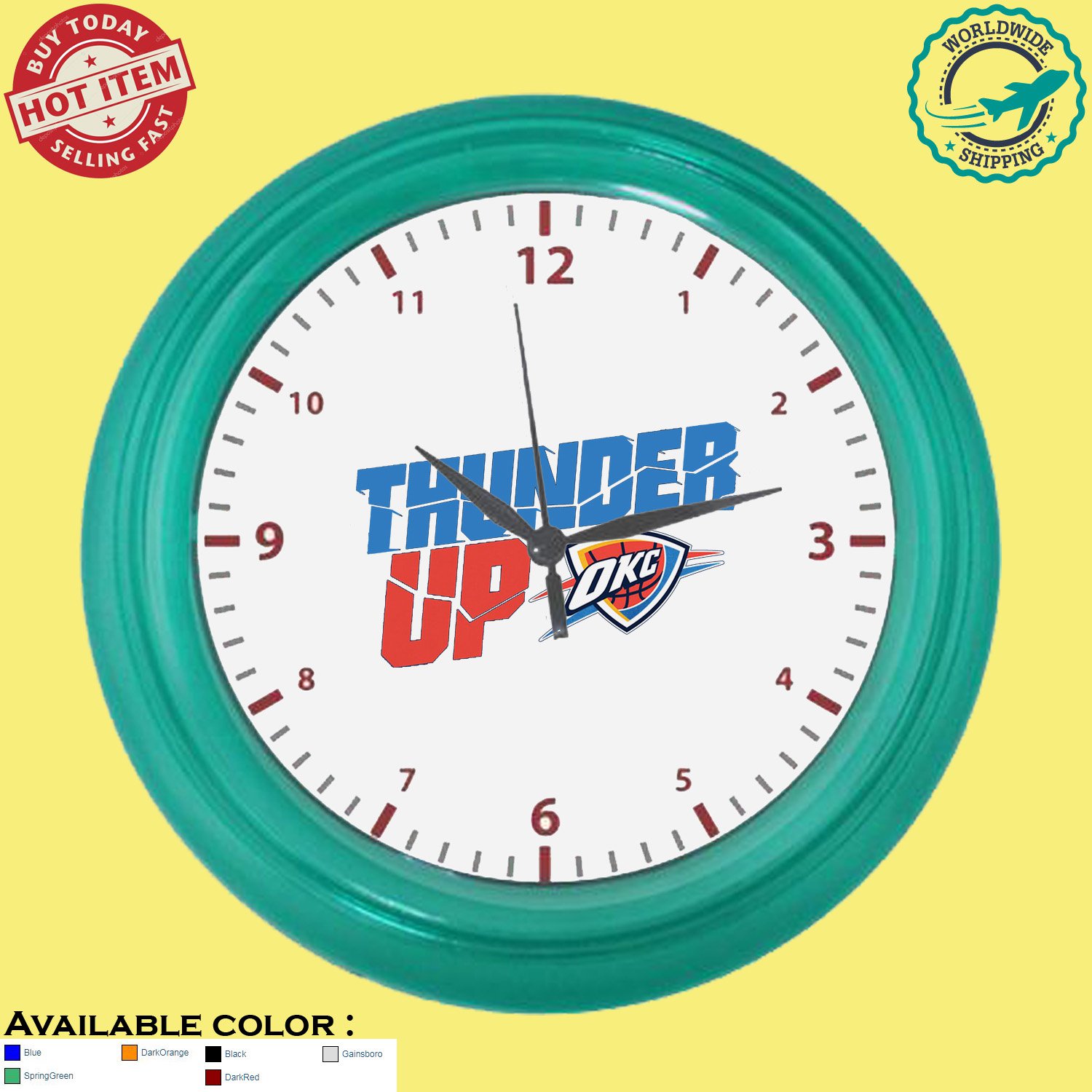 Oklahoma City Thunder 2 NBA Basketball Sport Wall Clock