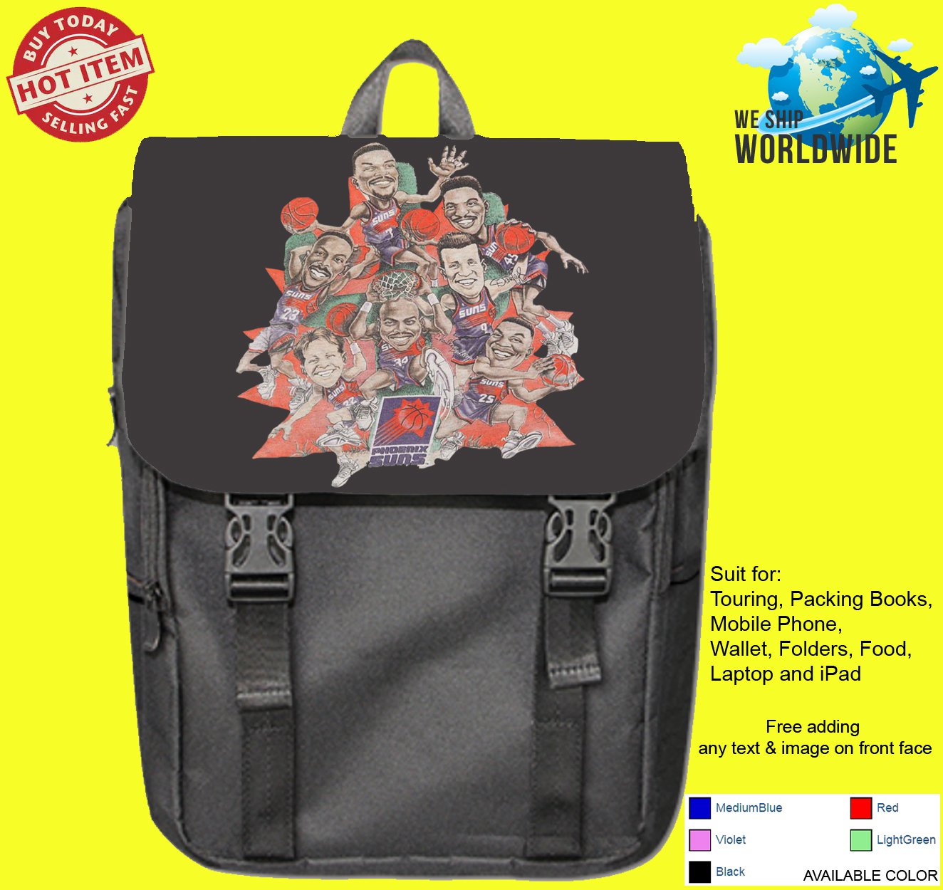 Phoenix Suns 2 NBA Basketball Suport Backpack Bags