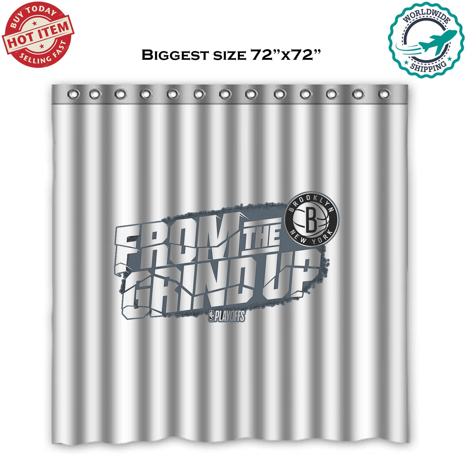 Brooklyn Nets 1 NBA Basketball Suport Shower Curtain