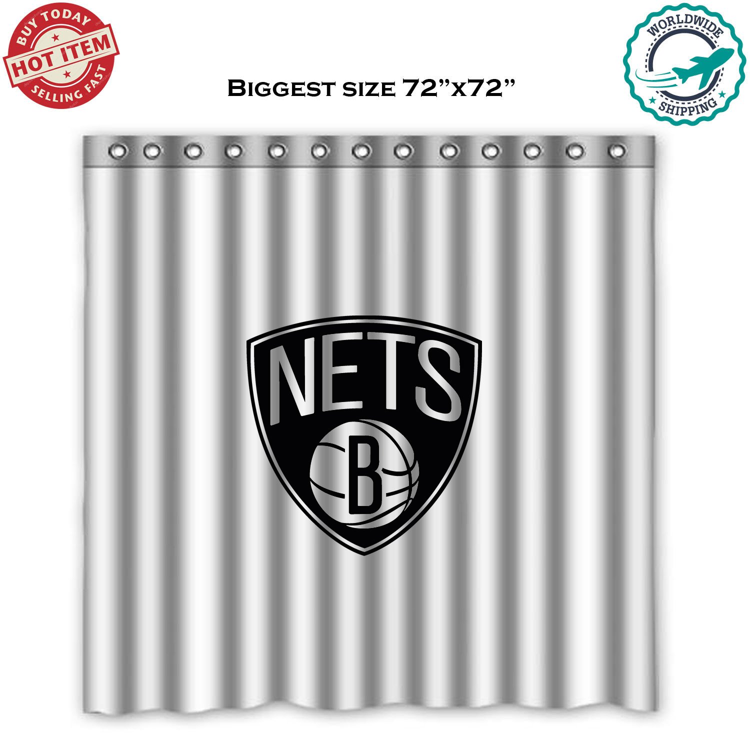 Brooklyn Nets 2 NBA Basketball Suport Shower Curtain