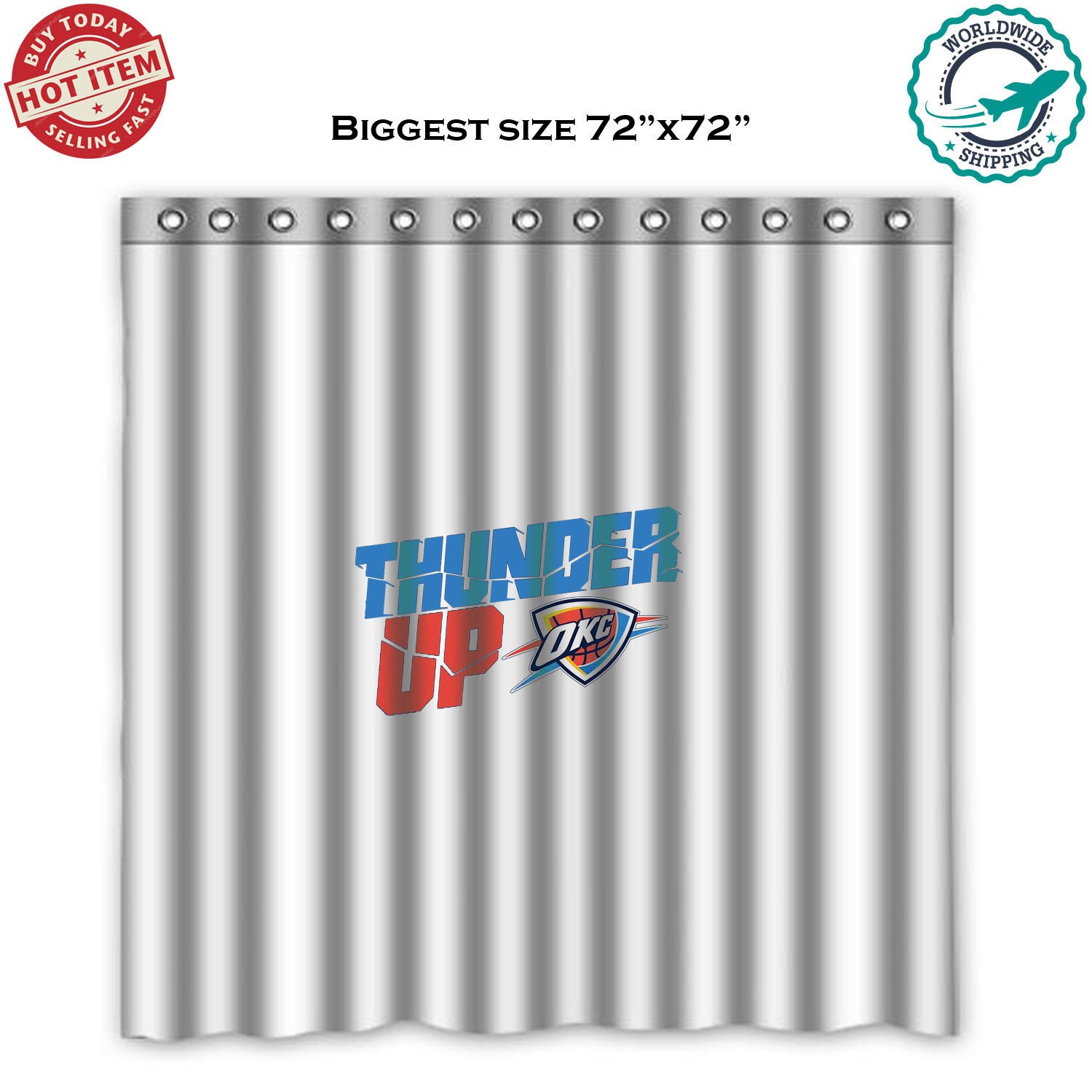 Oklahoma City Thunder 2 NBA Basketball Suport Shower Curtain