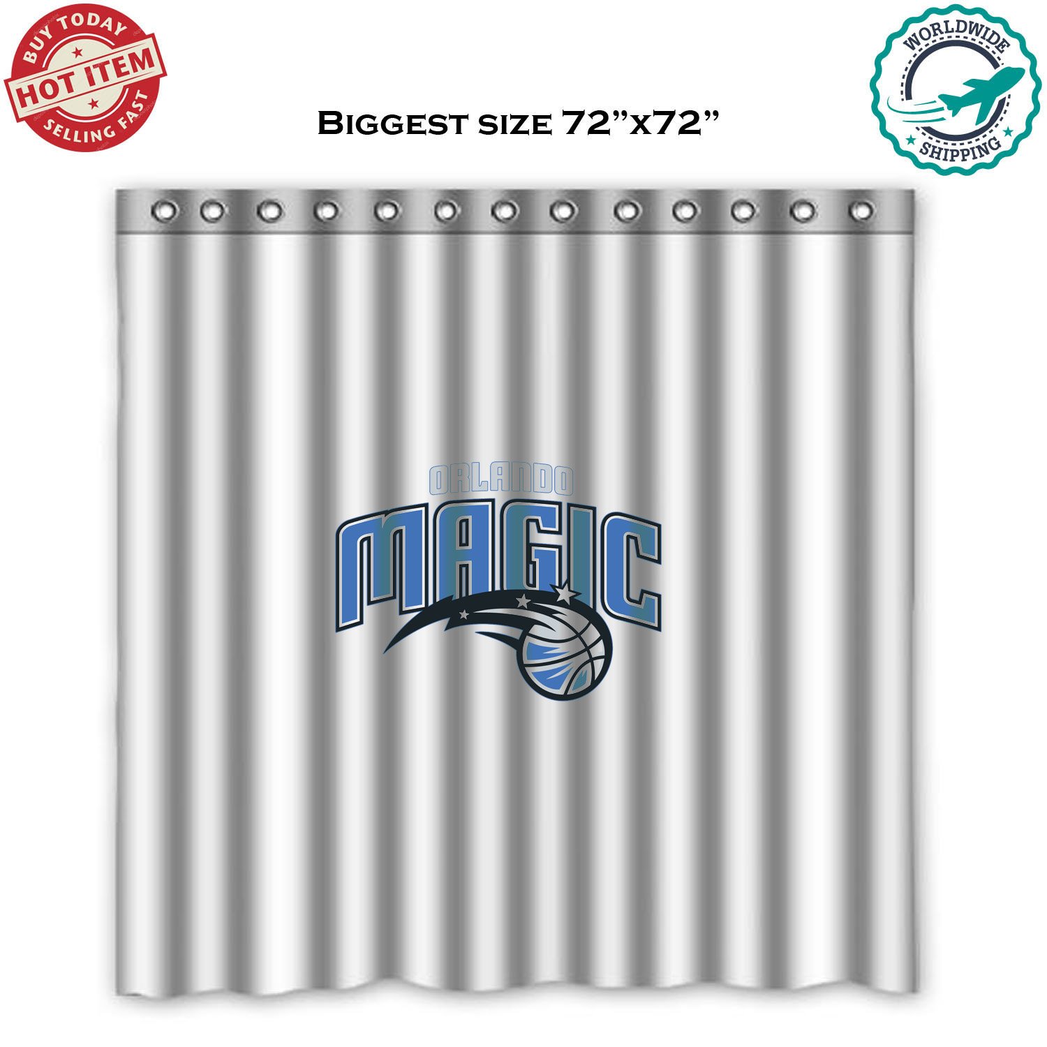 Orlando Magic 1 NBA Basketball Suport Shower Curtain