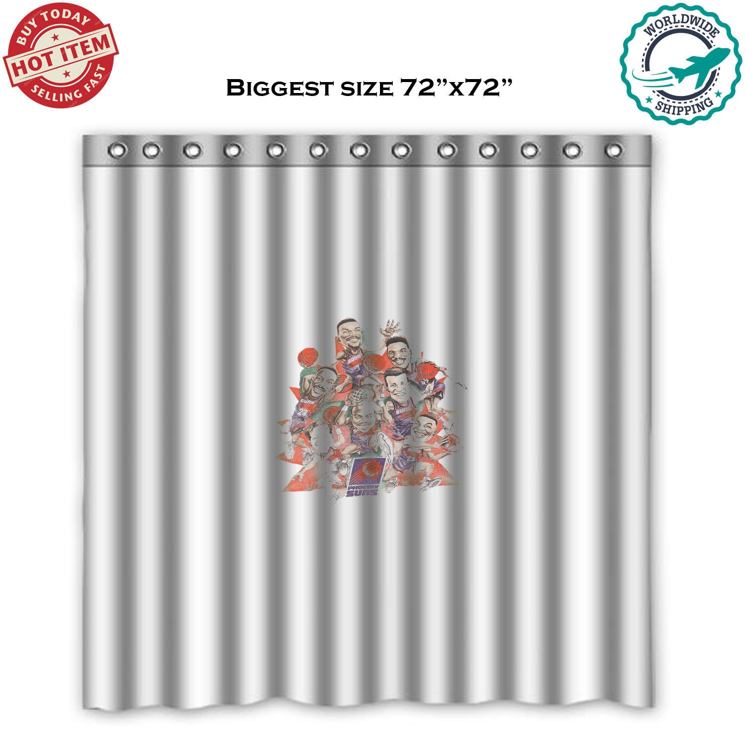 Phoenix Suns 2 NBA Basketball Suport Shower Curtain