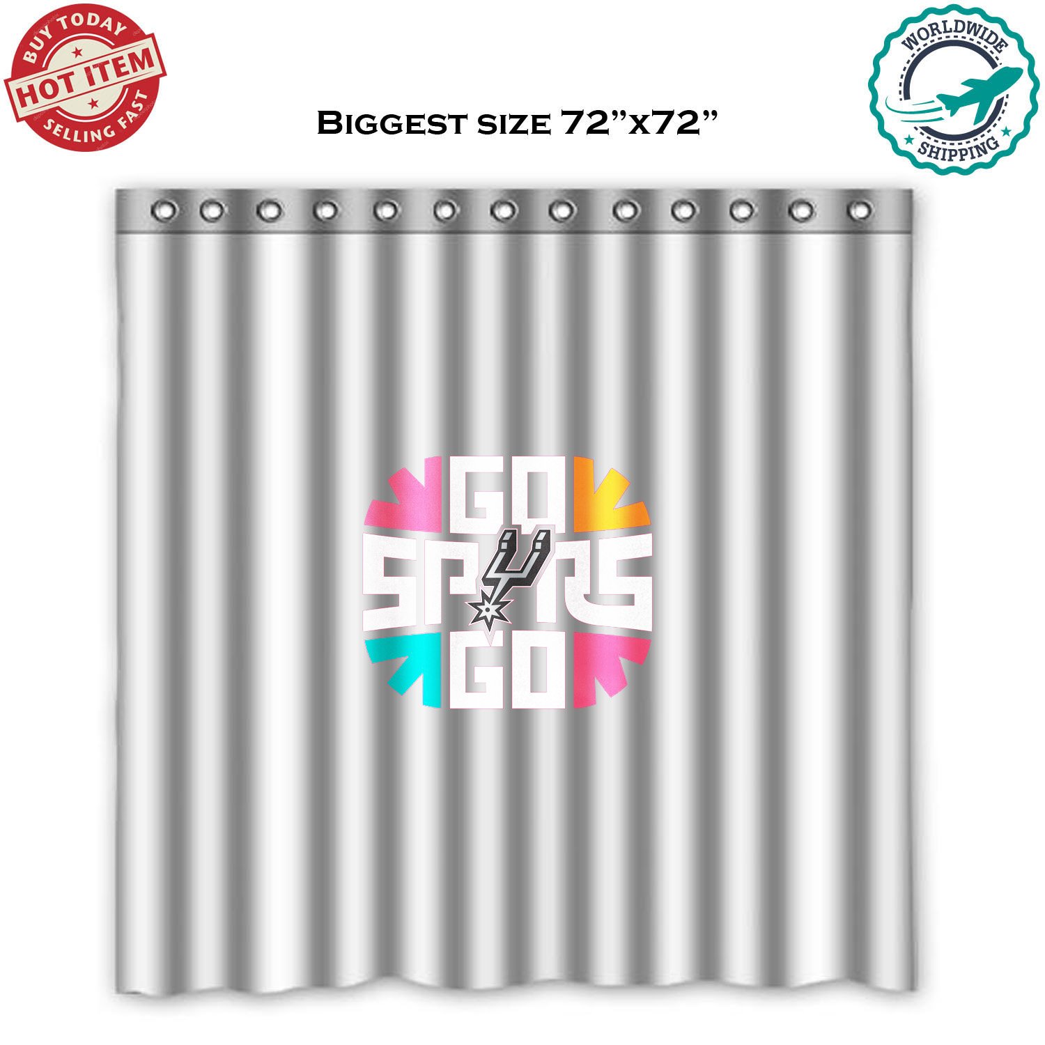 San Antonio Spurs 2 NBA Basketball Suport Shower Curtain