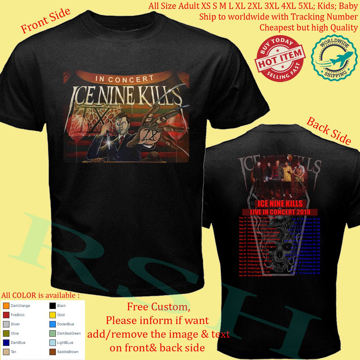 ICE NINE KILLS 2019 Tour Album Concert Shirt All Size Adult S - 5XL Kids Infants Toddler