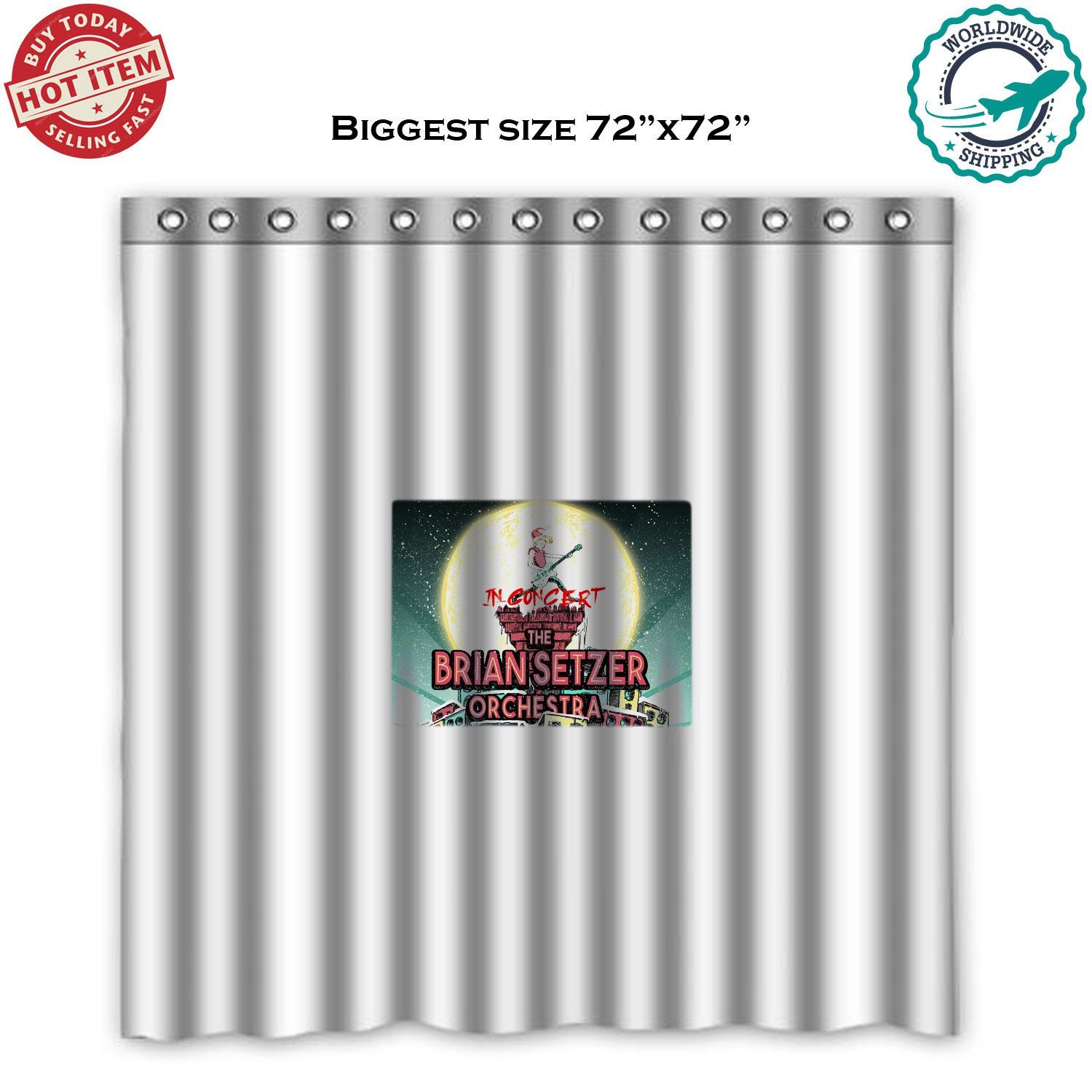 NEW THE BRIAN SETZER ORCHESTRA TOUR Album Concert Shower Curtain