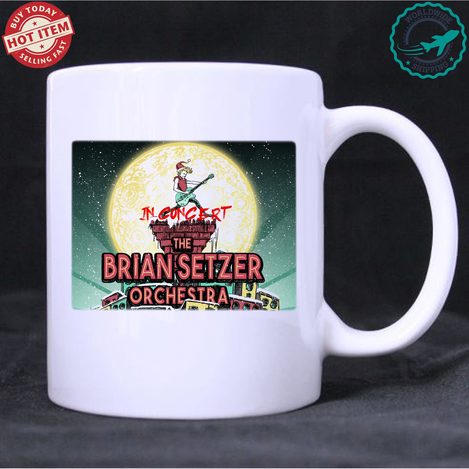 NEW THE BRIAN SETZER ORCHESTRA TOUR Album Concert White Mug