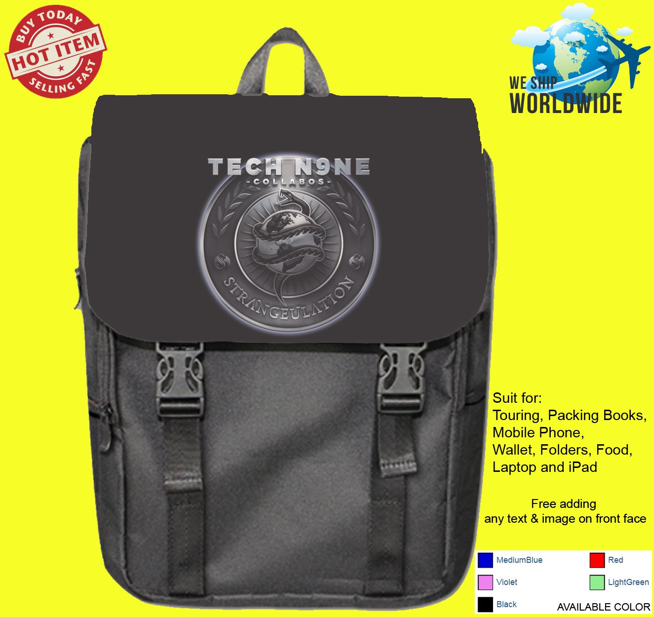2 TECH N9NE -  N9NA Album Concert Backpack Bags