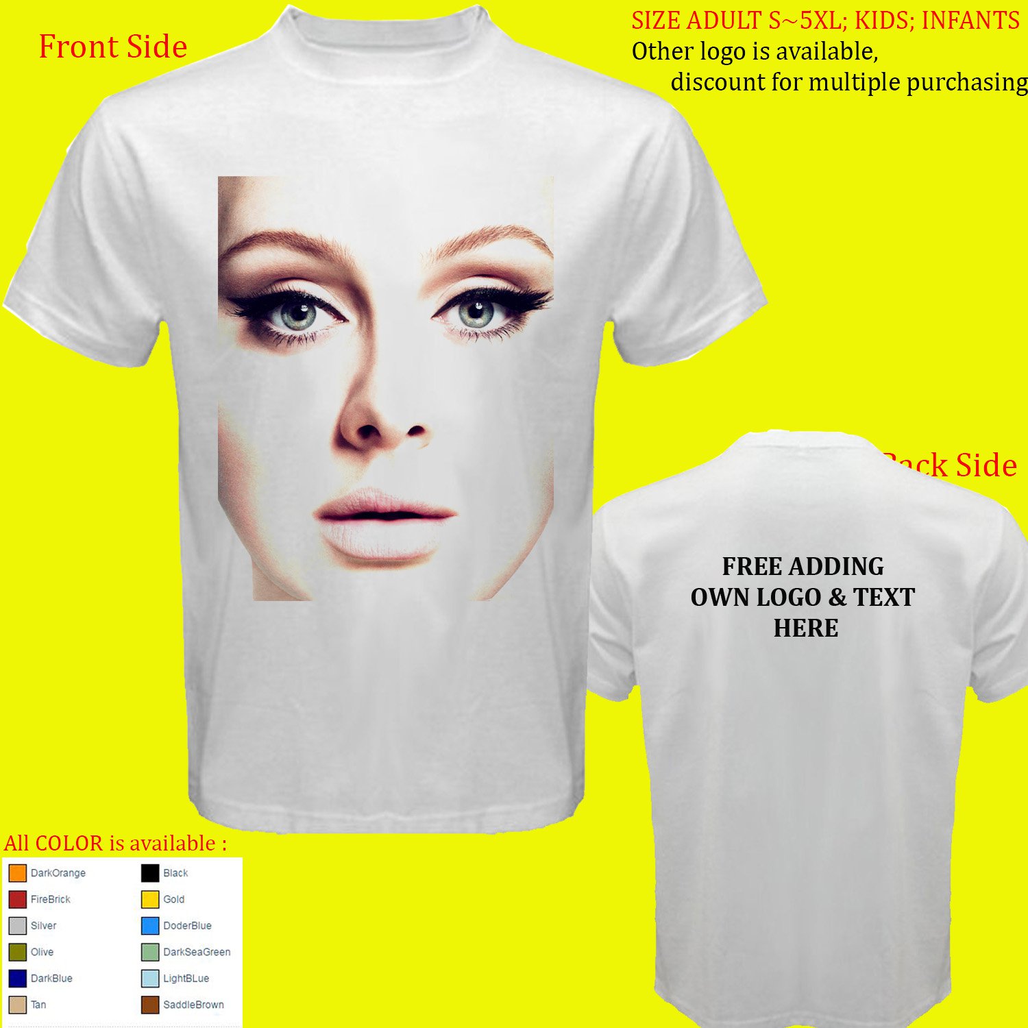 ADELE 5 shirt All Size Adult S - 5XL Kids Infants Toddler