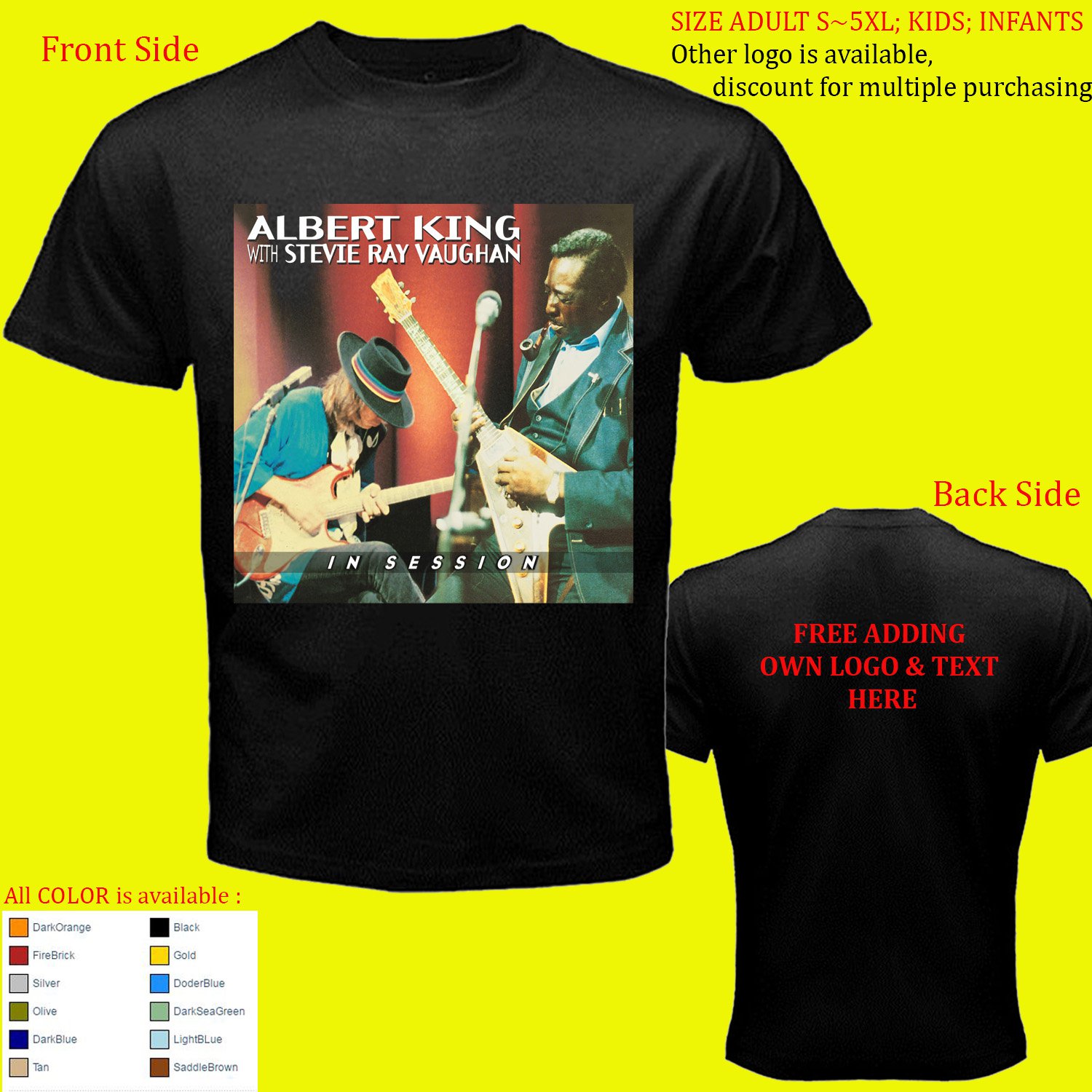 Albert King & Stevie Ray Vaughan 1 shirt All Size Adult S - 5XL Kids Infants Toddler