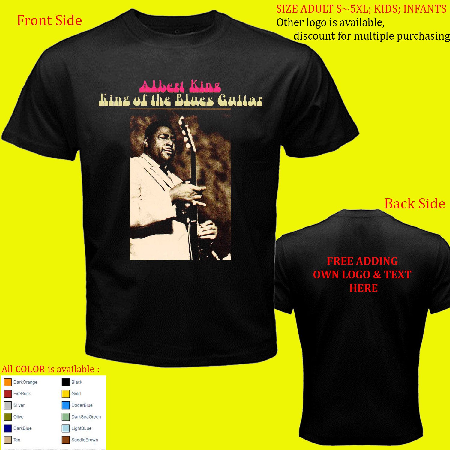 Albert King & Stevie Ray Vaughan 3 shirt All Size Adult S - 5XL Kids Infants Toddler