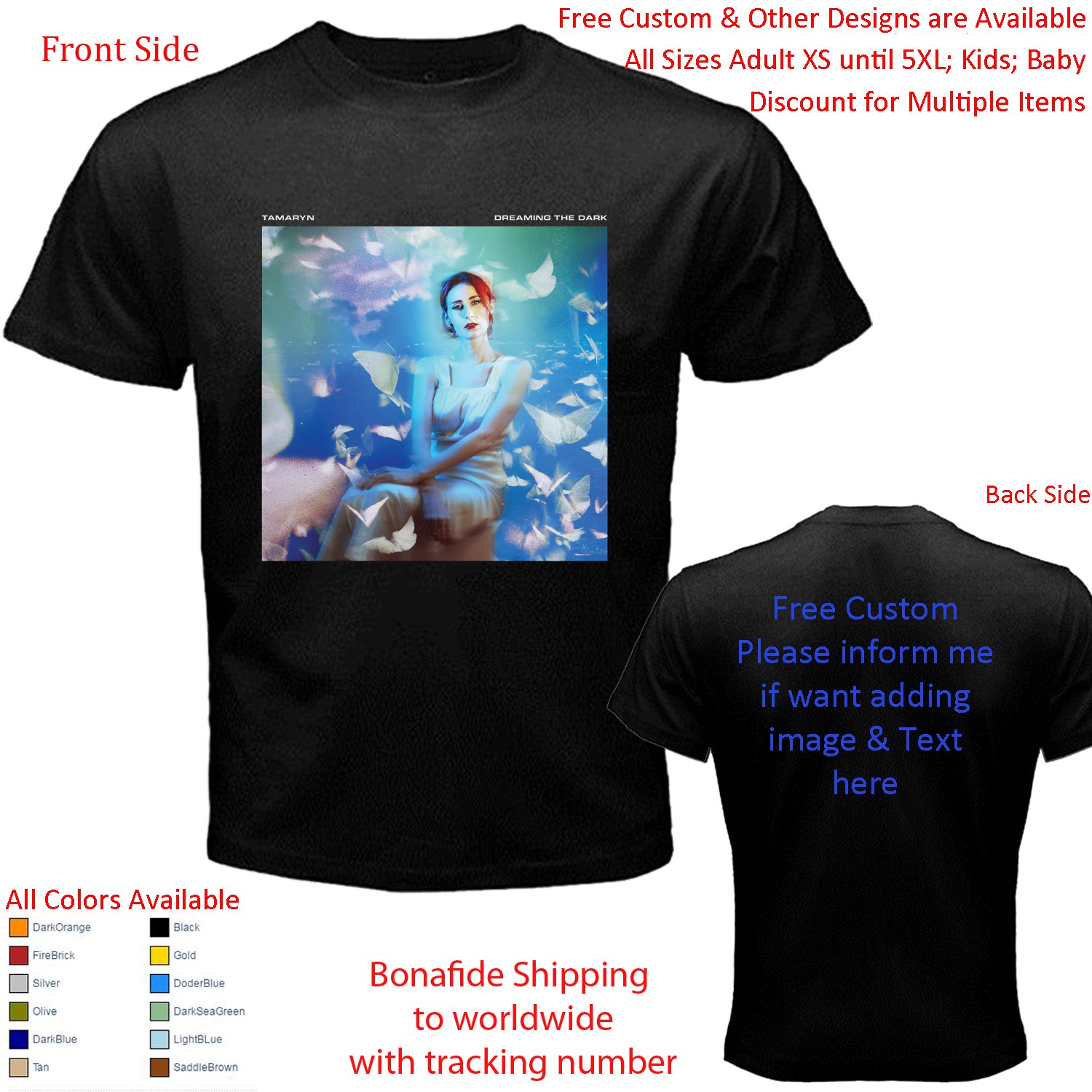 Tamaryn - Dreaming The Dark -australia 1 shirt All Size Adult S - 5XL Kids Infants Toddler