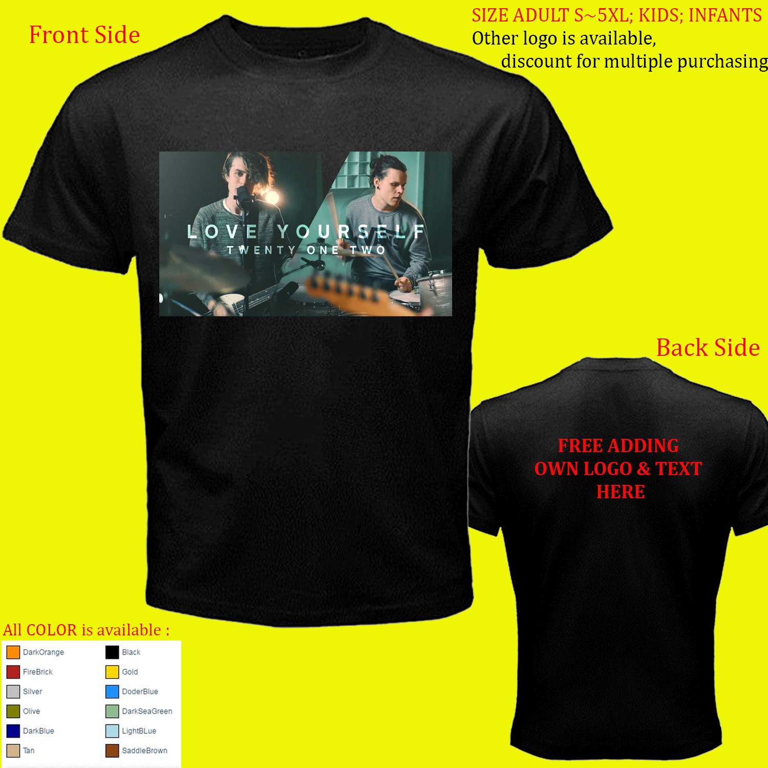 Alex Goot & Twenty One Two 5 shirt All Size Adult S - 5XL Kids Infants Toddler