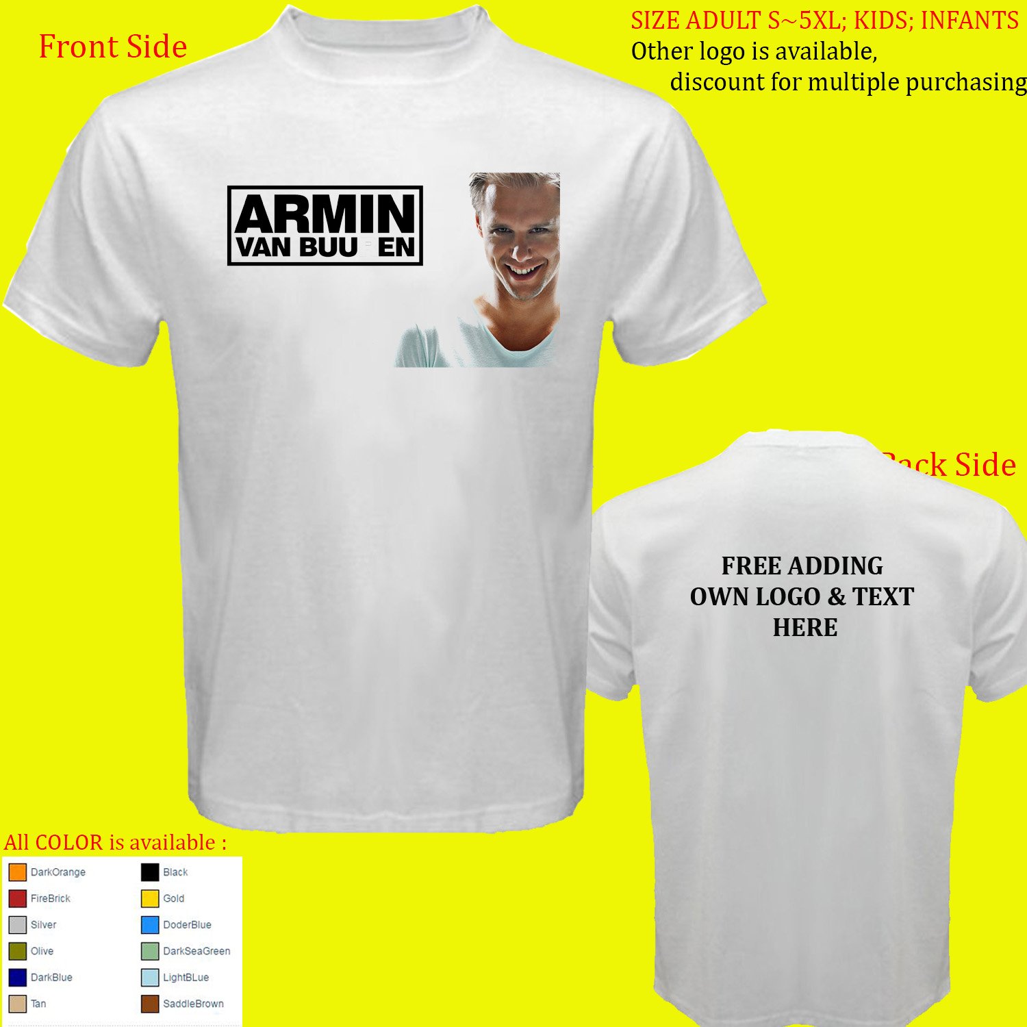 Armin van Buuren 2 shirt All Size Adult S - 5XL Kids Infants Toddler