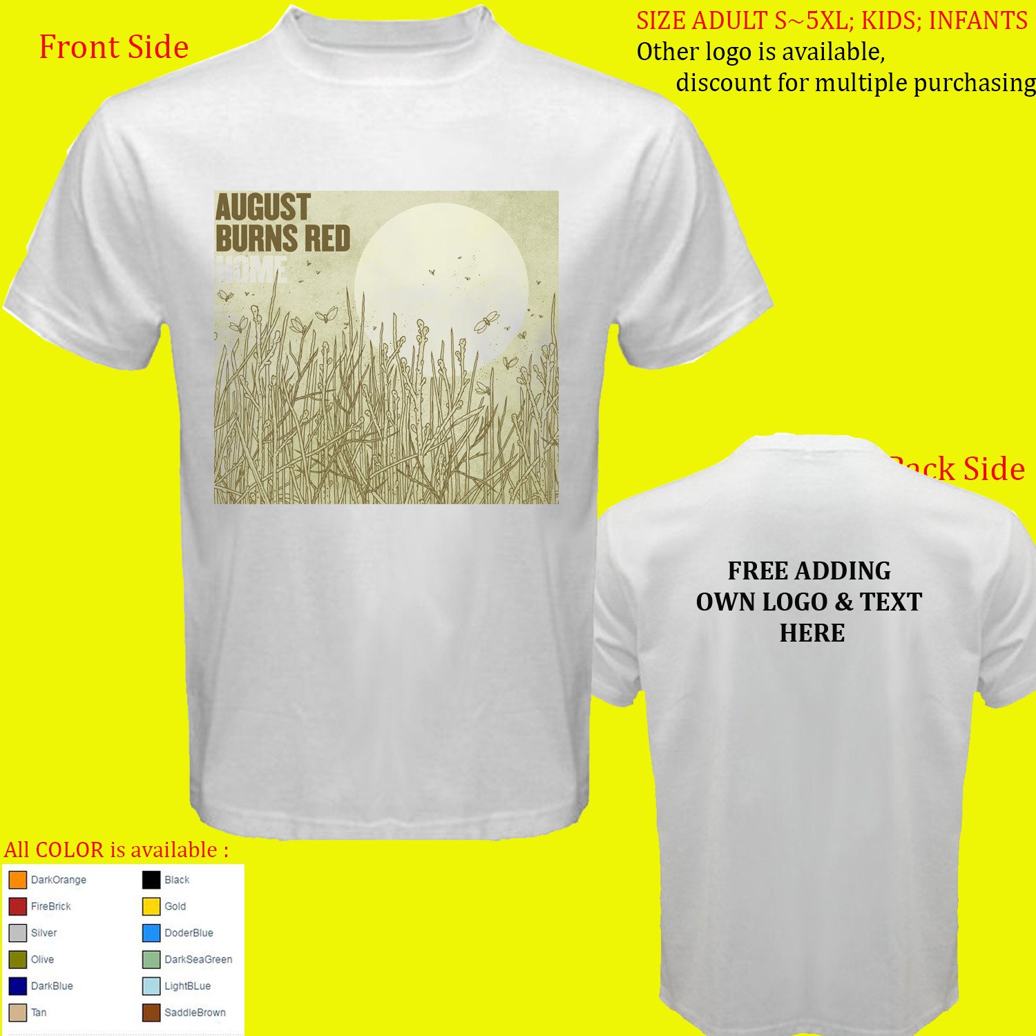 August Burns Red 1 Tour Album Concert shirt All Size Adult S - 5XL Kids Infants Toddler