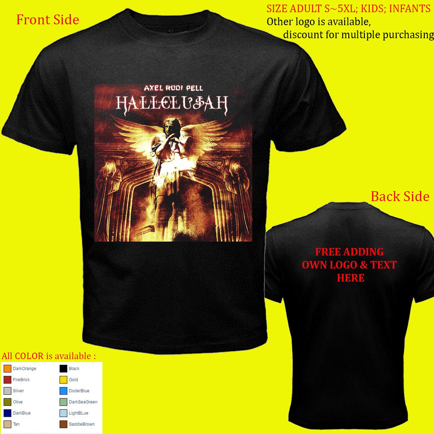 Axel Rudi Pell 6 Tour Album Concert shirt All Size Adult S - 5XL Kids Infants Toddler