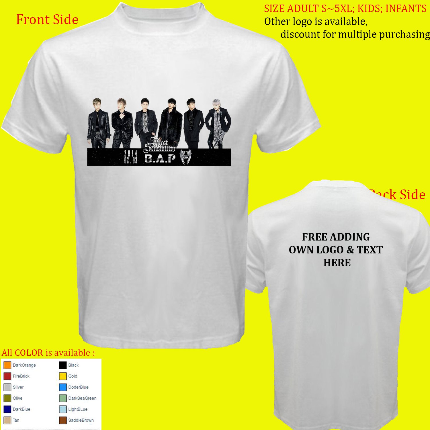 B.A.P Best Absolute Perfect 4 Tour Album Concert shirt All Size Adult S - 5XL Kids Infants Toddler