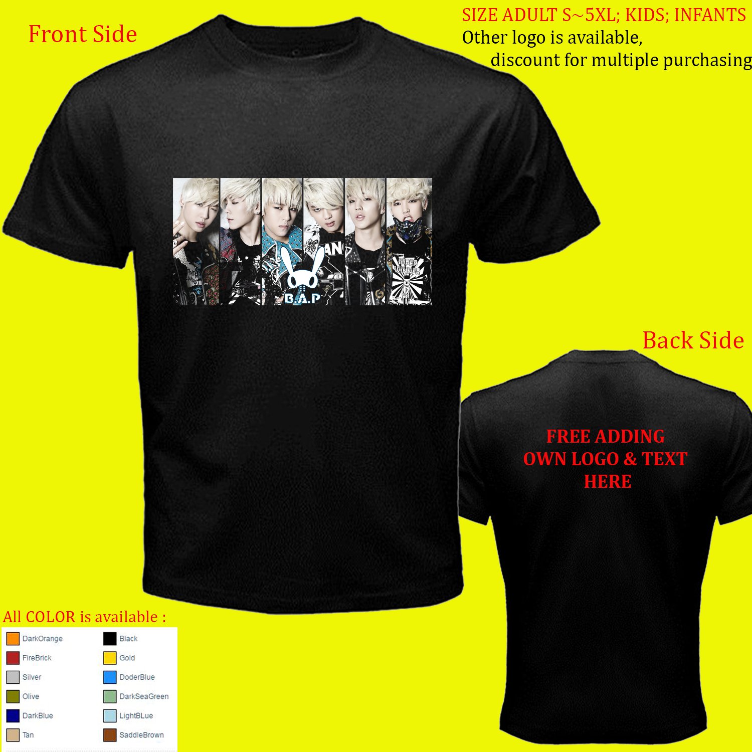 B.A.P Best Absolute Perfect 6 Tour Album Concert shirt All Size Adult S - 5XL Kids Infants Toddler