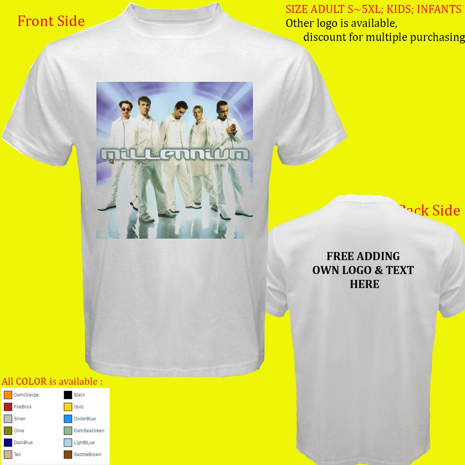 Backstreet boys Nick Aaron Carter Nsync Justin Timberlake 8 Tour shirt All Size S - 5XL