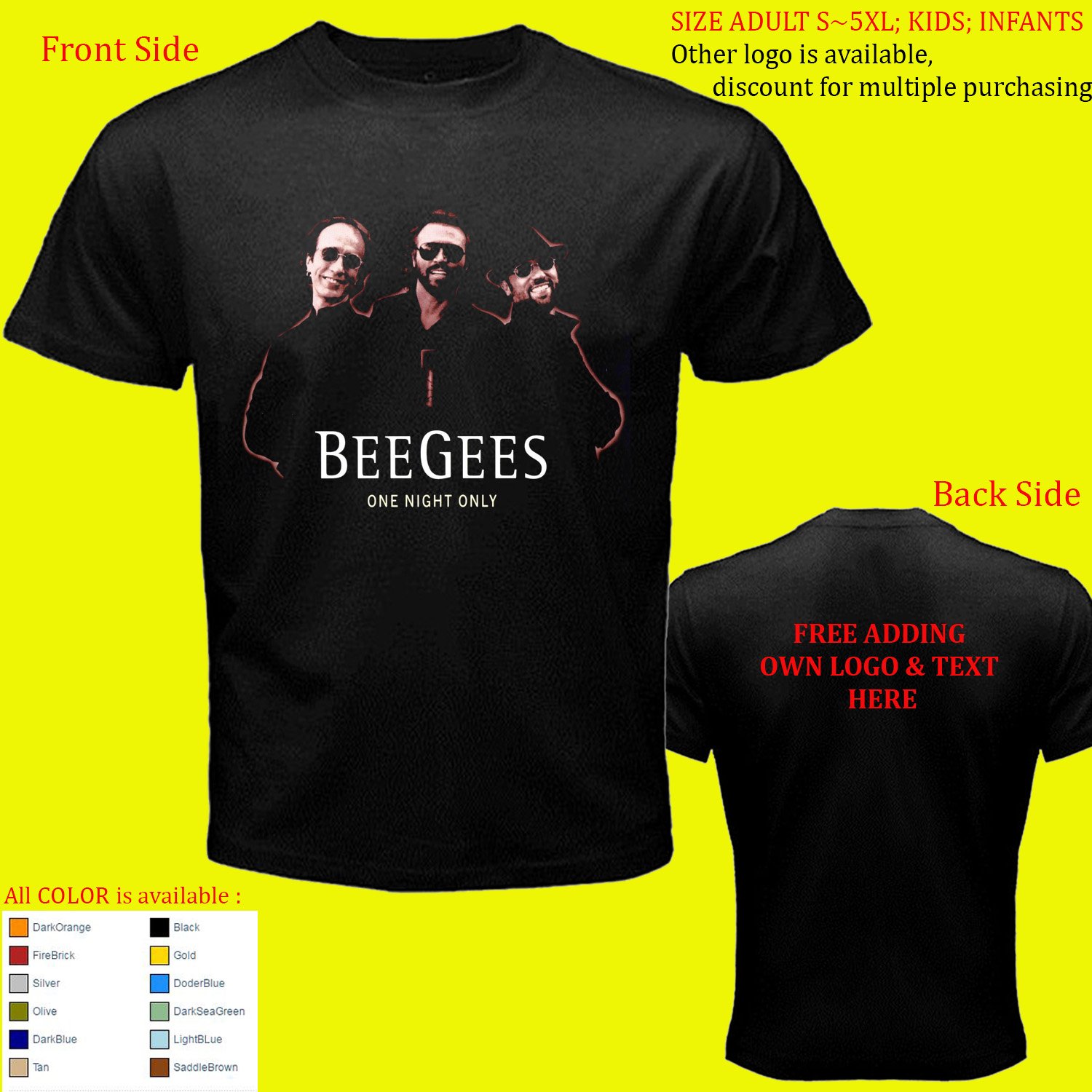 1 Bee Gees Beegees shirt All Size Adult S - 5XL Kids Infants Toddler
